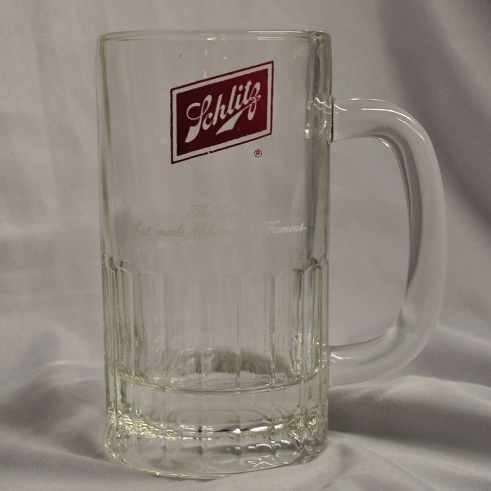 Schlitz 12 oz vintage heavy glass beer mug stein Breweriana (159w)